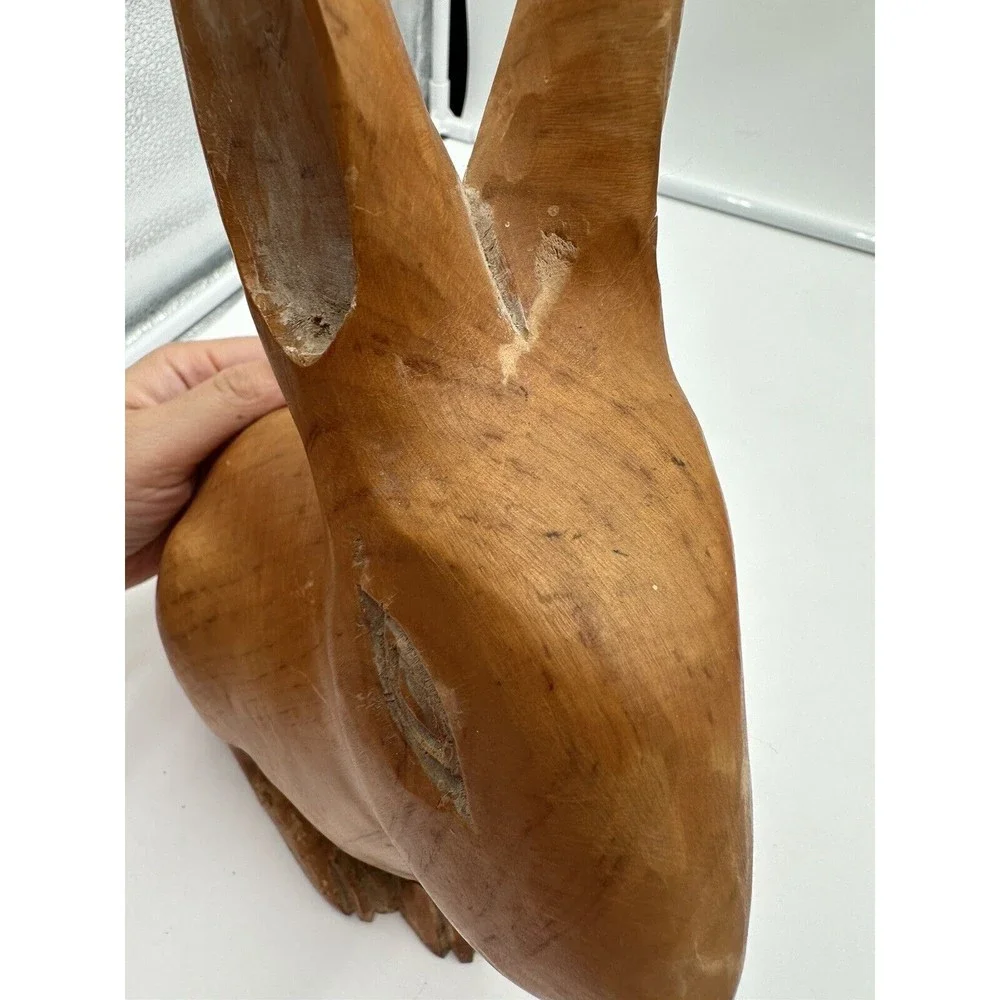 VINTAGE SARREID LTD SPAIN~ HAND-CARVED WOOD BUNNY RABBIT STICKER LIFE SIZE - Picture 8 of 11